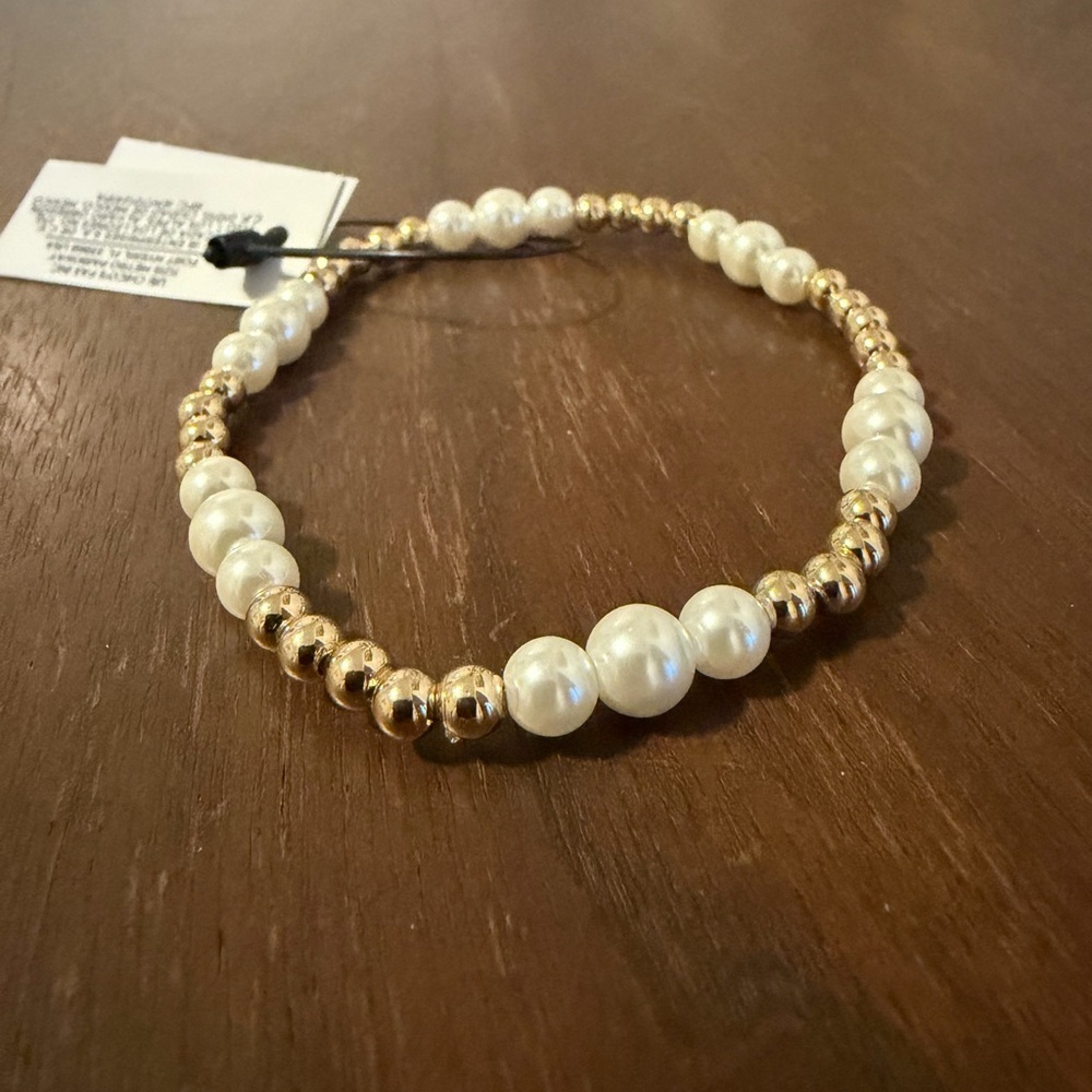Goldtone Bead Stretch Bracelet - Picture 5 of 5